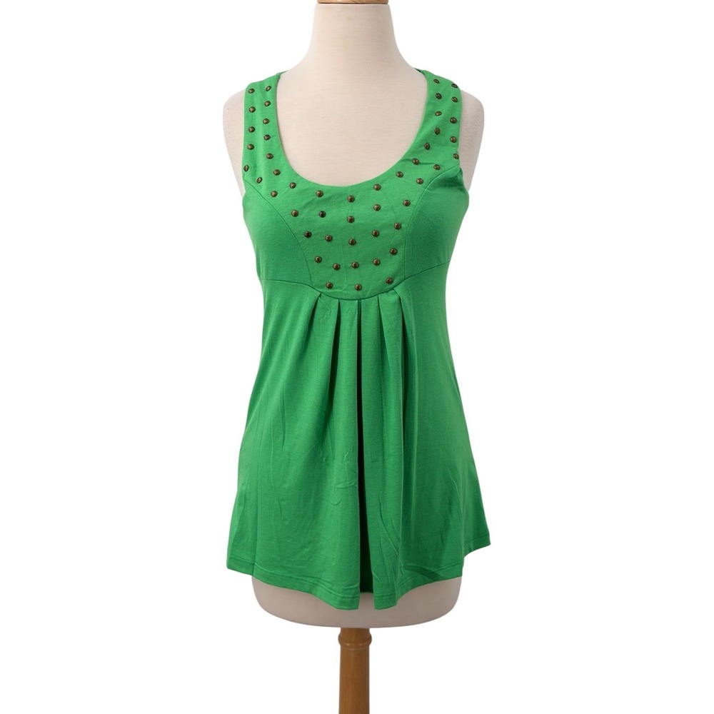 Seventeen Fashion Womens Green Studded Empire Waist Maternity Tank Top Small NWT